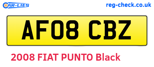 AF08CBZ are the vehicle registration plates.