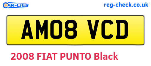 AM08VCD are the vehicle registration plates.