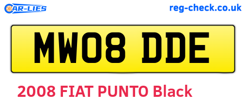 MW08DDE are the vehicle registration plates.