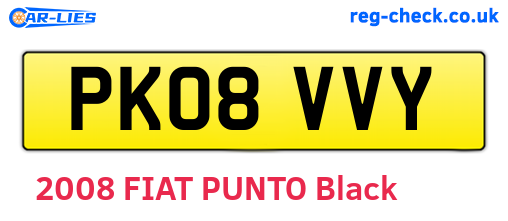 PK08VVY are the vehicle registration plates.