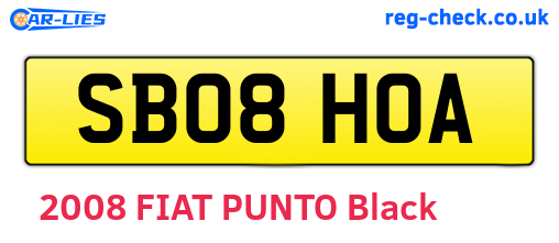 SB08HOA are the vehicle registration plates.