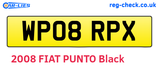 WP08RPX are the vehicle registration plates.