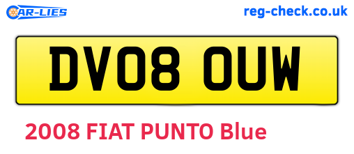 DV08OUW are the vehicle registration plates.