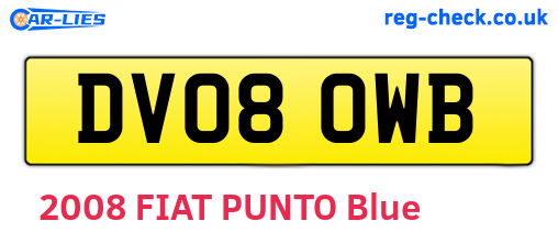 DV08OWB are the vehicle registration plates.