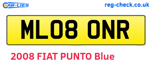 ML08ONR are the vehicle registration plates.