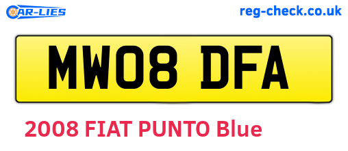 MW08DFA are the vehicle registration plates.