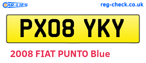 PX08YKY are the vehicle registration plates.