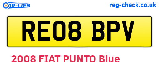 RE08BPV are the vehicle registration plates.