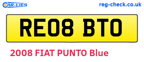 RE08BTO are the vehicle registration plates.