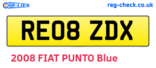 RE08ZDX are the vehicle registration plates.
