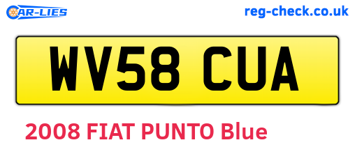 WV58CUA are the vehicle registration plates.