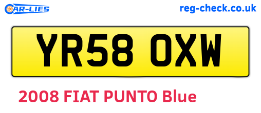 YR58OXW are the vehicle registration plates.