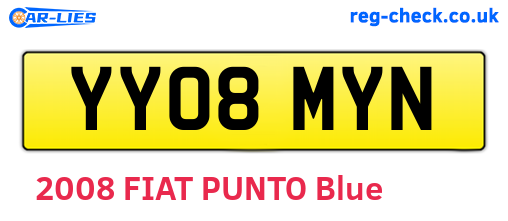 YY08MYN are the vehicle registration plates.