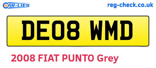 DE08WMD are the vehicle registration plates.