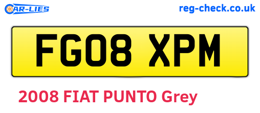 FG08XPM are the vehicle registration plates.
