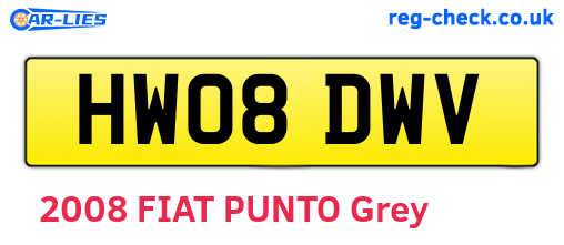 HW08DWV are the vehicle registration plates.