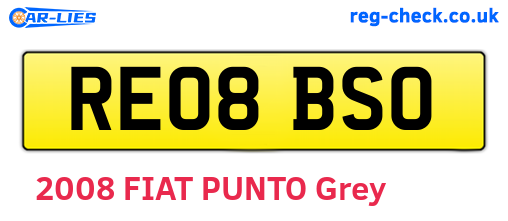 RE08BSO are the vehicle registration plates.