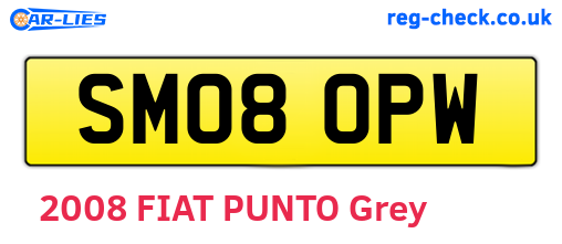 SM08OPW are the vehicle registration plates.