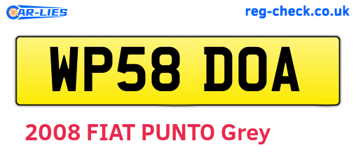 WP58DOA are the vehicle registration plates.