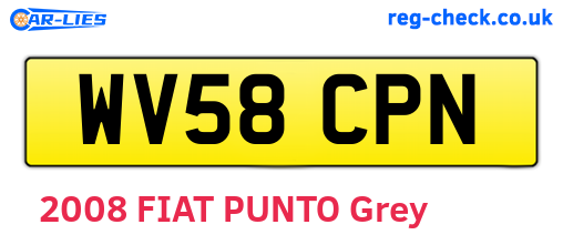 WV58CPN are the vehicle registration plates.