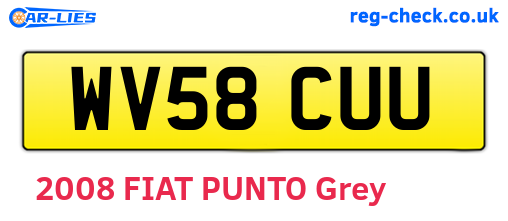 WV58CUU are the vehicle registration plates.