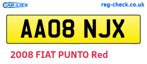 AA08NJX are the vehicle registration plates.