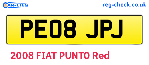 PE08JPJ are the vehicle registration plates.