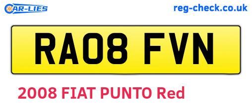 RA08FVN are the vehicle registration plates.