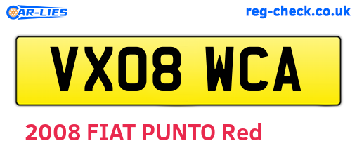 VX08WCA are the vehicle registration plates.