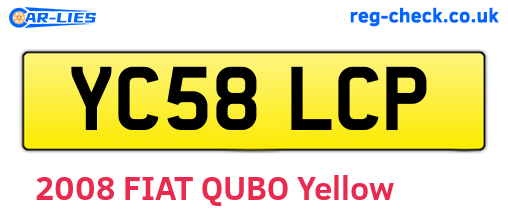 YC58LCP are the vehicle registration plates.