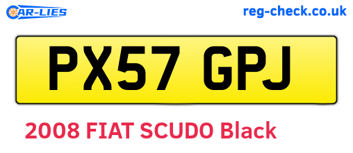 PX57GPJ are the vehicle registration plates.