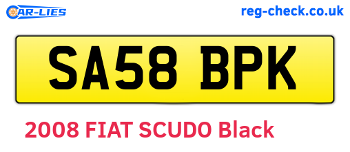 SA58BPK are the vehicle registration plates.