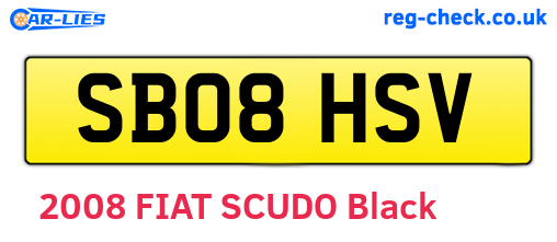 SB08HSV are the vehicle registration plates.