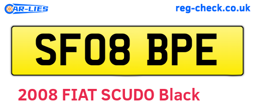 SF08BPE are the vehicle registration plates.
