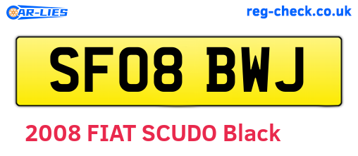 SF08BWJ are the vehicle registration plates.
