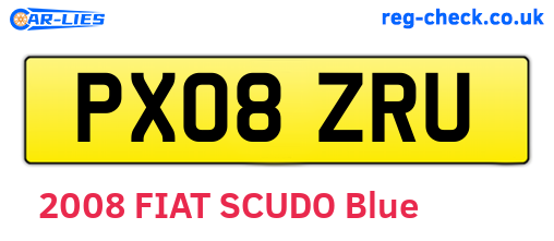 PX08ZRU are the vehicle registration plates.