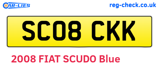 SC08CKK are the vehicle registration plates.