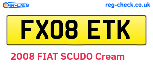 FX08ETK are the vehicle registration plates.