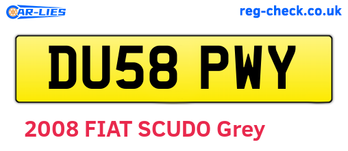 DU58PWY are the vehicle registration plates.