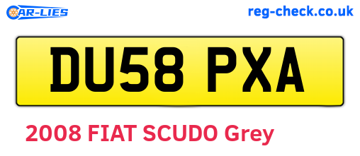 DU58PXA are the vehicle registration plates.