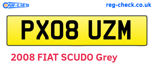 PX08UZM are the vehicle registration plates.