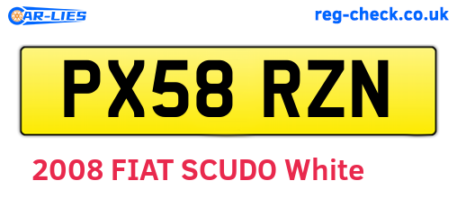 PX58RZN are the vehicle registration plates.