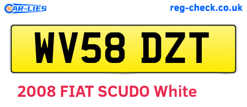 WV58DZT are the vehicle registration plates.