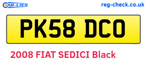 PK58DCO are the vehicle registration plates.