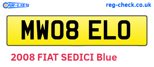 MW08ELO are the vehicle registration plates.