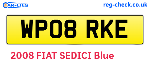 WP08RKE are the vehicle registration plates.