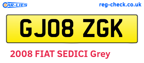 GJ08ZGK are the vehicle registration plates.