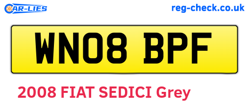 WN08BPF are the vehicle registration plates.