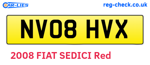 NV08HVX are the vehicle registration plates.