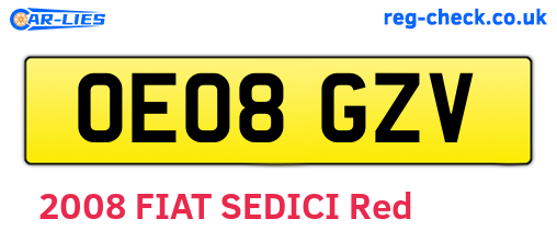OE08GZV are the vehicle registration plates.